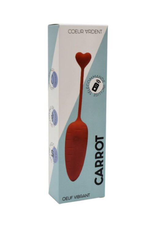 Un Œuf vibrant avec télécommande, couleur et forme Carotte en silicone médical