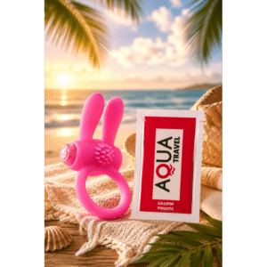 Anneau Vibrant Rabbit Violet Silicone 1 dosette de lubrifiant